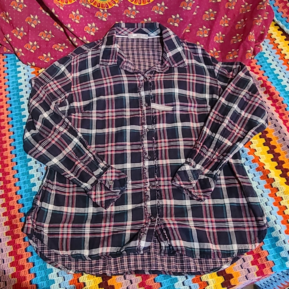 NWOT Lee Riders Woman's Fitted Plaid Button Down